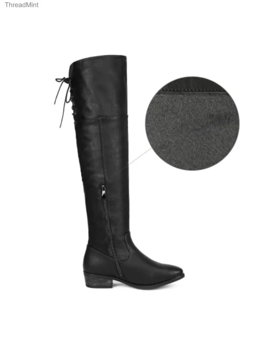 Over the Knee Suede Leather Riding Boots with Faux Fur Trim